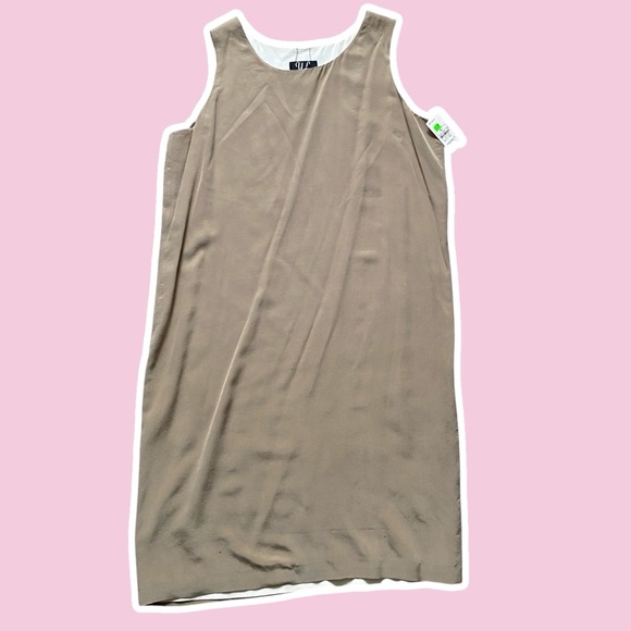 NWT ~ VTG ~ 1990s ~ Y L Dress ~ Camel & Cream Reversible Column Dress ~ Size 14 - Picture 1 of 7